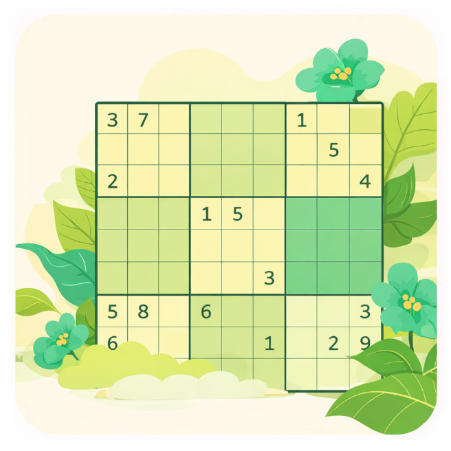 Sudoku puzzle with floral decorations